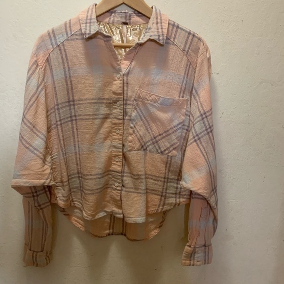 Free People Cutie Plaid Button Down Shirt Small - Picture 5 of 8